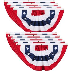 Tatuo 250th Anniversary Pleated Fan Flags, 4th of July Patriotic Decorations American USA Bunting Flag Stars and Stripes Banner for Independence Day Memorial Day(9 Pieces,3 x 6 feet)