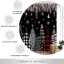 Merry Christmas Tree Shower Curtain Winter Forest Snowflake Pine Red Buffalo Plaid Xmas Trees Farmhouse New Year Holiday Black Bathroom Decor Set Polyester Fabric with Hooks 70X70 Inch