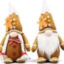 Lovinland Christmas Gingerbread Man Gnomes Plush Couple - Xmas Gnomes Elf Tomte Ornaments Doll Set - Christmas Decorations - Xmas Decorations for Home Indoor - Gingerbread Man