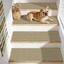 Stair Treads for Wooden Steps Non-Slip Machine Washable Carpet Stair Treads 8"X30" Soft Indoor Stair Rug Runner for Kids Elders and Pets, 100% Polyester, TPE Backing, 4pcs, Beige
