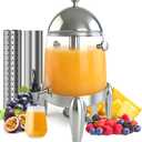 Beverage Dispenser with Stand, 3 Gallon Drink Dispenser for Parties,Events,Buffet &Self-Serve,Dual Ice Tube Core Fruit Infuser,Leakproof Spigot,Clear PC Container, Stainless Steel Lid&Base