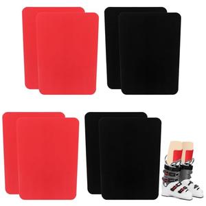 JolliLudo 8 Pcs 6.5 x 5 Inch Snowboard Shin Pads Foam Ski Shin Guards 2 Colors Padded Ski Boot Inserts Liner and Foot Friction Shins Bang Protection for Sports Skiing Snowboarding(Black, Red)