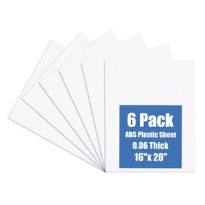 Plastic Sheet 16" x 20" x 0.06", White PVC Board Flexible Moldable Impact Strength and High Tensile 1/16" Thick (1.5mm) for Crafts Materials Home Decor and Handicrafts, Abs Plastic Sheets 6 Pack