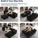 Avenco 141 6-Seat Modular Sectional Sofa Couch, Individually Wrapped Coil Support & Corduroy Fabric, Zero Assembly 6-Piece Set for Large Living Room, Black