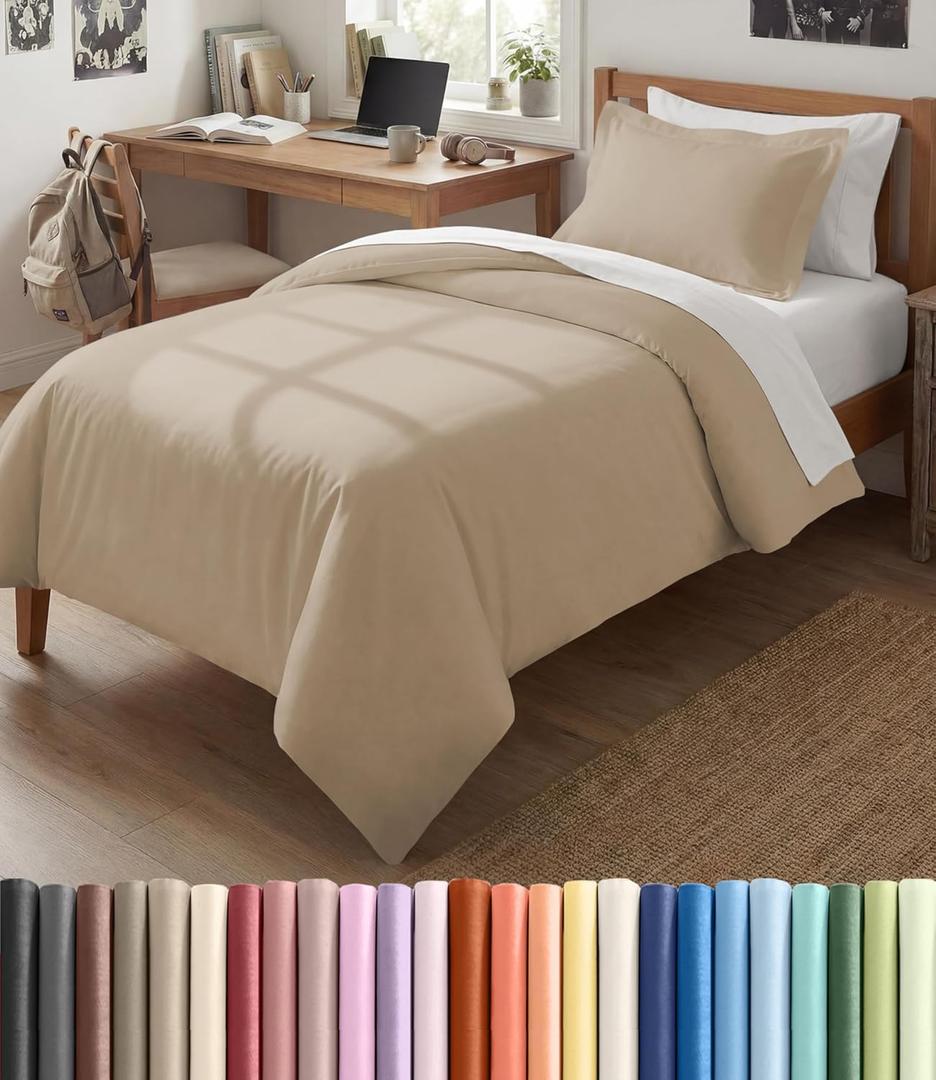 Duvet Cover Twin/Twin XL Size Set - Extra Soft Twin/Twin XL Duvet Cover 68" x 90" with 1 Pillow Sham - Hotel Luxury, Easy Care, Fade Free w/ Zipper Closures & Ties - Comfy, Cozy & Breathable (Cream)