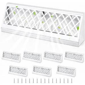 Blulu 8 Pcs 18 Inch Baseboard Register Duct Opening Size Modern Design Vent Covers for Home Floor Wall Baseboard Air Covers Supply Floor Diffuser Including Screws (White)