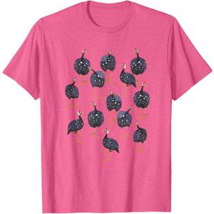 Guinea Fowl Hen Graphic Bird Art Pattern T-Shirt, Medium