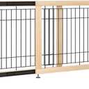 YOCAN Adjustable Wide Dog Gate for Doors, Hallways & Stairs 19.7" Tall, 23.645.3" Expandable Freestanding Pet Safety Gate, No Drill Pressure Mounted Wood & Metal Frame (Black/Natural)