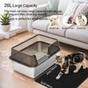 Enclosed High Sided Metal Stainless Steel Cat Litter Box with lid Scoop and Mats for Kittens or Medium Cats, Easy Clean Transparent Black Deep Tall Kitty Litter Box