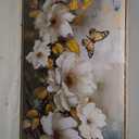 Wall Art Modern Flower Artwork Paintings White Blossom Gold Leaf Butterfly Landscape Picture wall Decor for Living Room Bedroom Kitchen 20"x40" with Framed