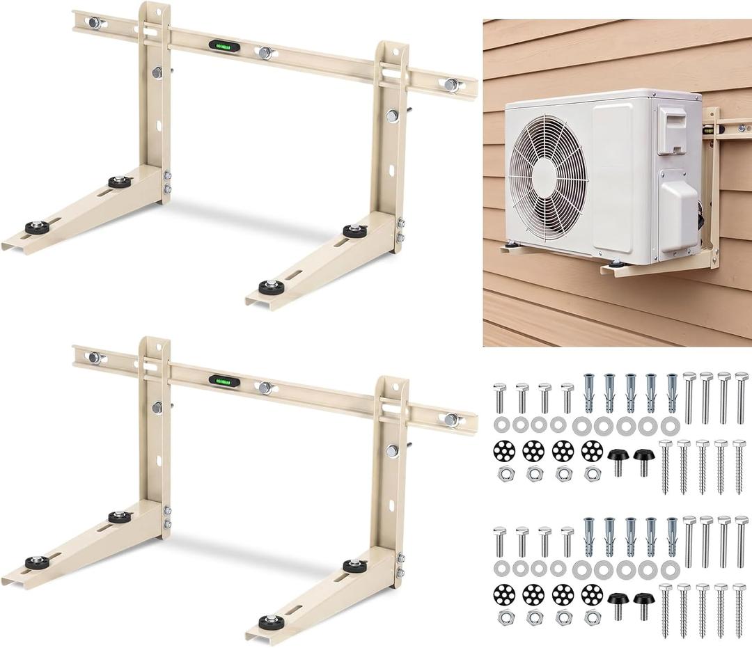 Hicarer 2 Sets Mini Split Wall Mounting Bracket for 7000-12000 Btu Heavy Duty Wall Bracket with Leveler Outdoor Ductless Mini Split Air Conditioner Ac and Heat Pump Systems Max 400 lb