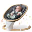 Baby Swings for Infants, Baby Swing for Newborns Boys Girls with 5 Swing Speeds Timing Function & Music, Portable Infant Swing (Wood)