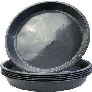 6 Pack Plant Saucer 12 14 16 18 20 22 Inch Plastic Plant Tray, Sturdy and Durable Flower Pot Container Accessories Plant Pot Saucers for Indoor and Outdoor (22 Inch, Gray)