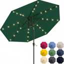 10FT Solar Patio Umbrella with Lights, Outdoor Table Market Umbrella with 32 LED Lights, 8 Sturdy Ribs, Push Button Tilt and Crank for Pool, Deck and Garden, UV-Resistant