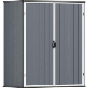 Patiowell 5x3 FT Resin Outdoor Storage Shed with Floor, Plastic Waterproof Outdoor Storage Cabinet, Garden Organizer Shed with Lockable Door for Patio Furniture, Pool Accessories, Dark Gray