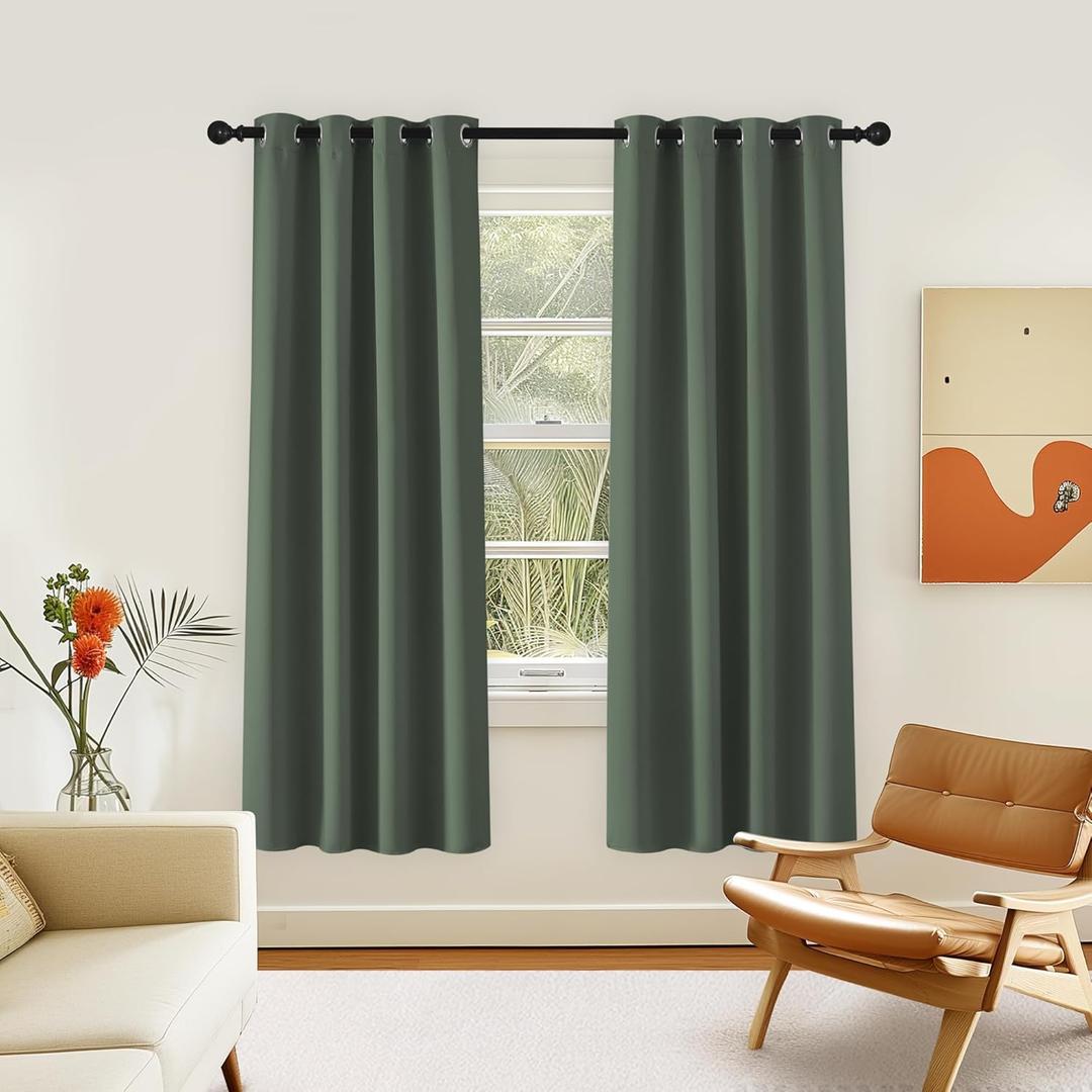 NICETOWN Room Darkening Curtain for Living Room - Energy Saving Thermal Insulated Grommet Room Darkening Curtain/Drape for Bedroom (1 Panel, 46 by 72, Dark Mallard)