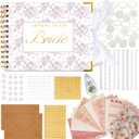 Humyoun Wedding Guest Book Letters to The Bride Scrapbook Wedding Memory Book Bridal DIY Blank Paper Scrapbook Photo Album Guest Sign with Pearl Stickers(8.5 x 7 Inch,Floral,Pink)