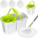 MASTERTOP Spin Mop Cleaning System,Mop and Bucket with Wringer Set for Floor Cleaning,Separate Clean and Dirty Water,Small Spinning Mop with 3 Washable Microfiber Mop Pads