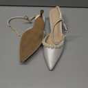 Coutgo Womens Pearl Kitten Heels Closed Pointed Toe Wedding Bride Dress Shoes Ankle Strap Satin Pumps, White, Size 7.5