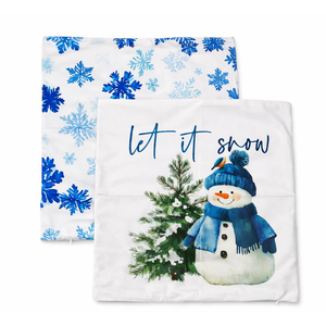 Let It Snow Winter Snowman Throw Pillow Covers 18x18 inch Set of 2