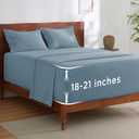 Bedsure Deep Pocket King Sheet Set - Fits Mattresses Up to 21 Inches Thick - 4 Piece GentleSoft Bed Sheets, Moisture Wicking, Soft & Cooling Bedsheet & Pillowcases, Easy & Secure Fit, Mineral Blue