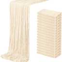 16 Pack Ivory Cheesecloth Table Runner 20 x 120 inch Gauze Table Runners 10 FT Long,Semi Sheer Cheese Cloth Fabric Table Runner Bulk for Wedding,Party,Baby Shower,Bridal Shower Decoration