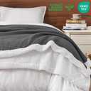 PHF Waffle Sherpa Blanket Queen Size, 90x90 Inches Luxury Plush Flannel Fleece Blanket for Winter, No Shed No Pilling, Cozy Soft & Reversible Waffle Weave Bedding for Home Decor, Grey