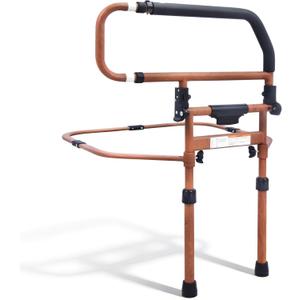 Sangohe Bed Rails for Elderly Adults Safety - Foldable Bed Rail for Senior & People Falling Out of Bed - Bed Rail for Elderly, Height Adjustable, Fits Thick Mattress, Hold up to 300 Lbs, KDB504M-01 (Dark Wood)