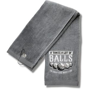Mulligan | Funny Golf Towel for Men or Woman Golfer Gifts - Embroidered Tri-fold Golf Towel for Golf Bags, Golf Accessories, Novelty | It Takes Balls