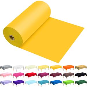 54 Inch X 300 Feet Plastic Table Cover Roll Premium Disposable Plastic Tablecloth for All Type/Shape Tables | Picnic, Party, Banquet, Birthdays, Weddings (Yellow, 54 Inch X 300 Feet)