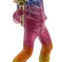 Banksy-Inspired Flower Thrower Sculpture Large 15.75 Gradient Resin Statue with Gold Bouquet, Modern Street Art Home Decor Figurine, Colorful Collectible Gift for Art Lovers
