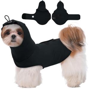 MIGOHI Calming Vest for Dogs Anxiety, Separation Anxiety Relief for Medium Breeds, Calming Head and Ear Wraps, Dog Anxious Relief Shirt for Male and Female, Loud Music, M,Black (Medium(Chest:20"-24.4"))