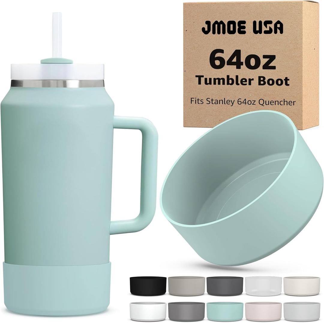 Jmoe USA Boot for 64oz Stanley Quencher H2.0 FlowState Tumbler With Handle | BPA Free Silicone | Sleeve Protector for Bottom of Cup | Protects Against Dents & Scratches (Seafoam)
