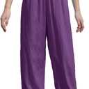 SANGTREE Girls & Woman Wide Leg Pants Lightweight Casual Elastic High Waist Straight Leg Loose Trousers,4 Years - Woman 2XL (Purple)
