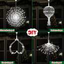 3 Set Christmas Solar Firework Lights Outdoor 120 LED 8 Modes Waterproof LED Hanging Fairy Lights for Christmas Garden Patio Yard Holiday Decoration(White,Double Style)