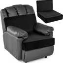 Foam Recliner Chair Cushions for Elderly, 4" Thick Chair Pads with Back Support for Office Chair, Non-Slip Supportive Seat Cushion with Lumbar Pillow (Black, 13" Backrest)