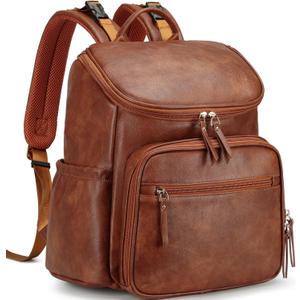 LORADI Lightweight Diaper Bag Backpack with Stroller Clips, Insulated Pockets, Baby Shower Essentials (Classic, Brown)