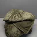 Wonderful Velvet Quilt Queen Bedding Set Olive Green, Diamond Stitch Lightweight Comforter with Shams, Luxury Bedspread Soft Coverlet with Brushed Back for All Season