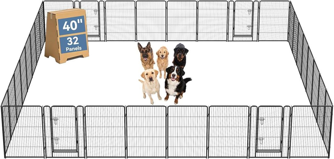 DUMOS Dog Playpen 40 Inch 32 Panels Indoor Outdoor Metal Pet Fence