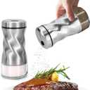 Glass Salt and Pepper Shakers Set, Adjustable Pour Holes for Fine or Coarse Spices, 4 oz Glass Salt Shaker, Refillable Spice Shakers for Himalayan & Kosher Salt, Pepper, Cinnamon  For Kitchen & Table (Silver)