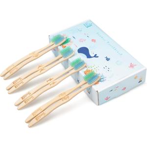 Bamboo Toothbrush Individually Sealed 8 Count, BPA-Free Soft Bristles Toothbrushes for Adults, Eco-Friendly, Natural Wooden Toothbrush