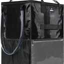 Reusable Grocery Bag with Wheels, Foldable Shopping Rolling Tote Bag, Shopping Trolley Cart with Zippered Top, Heavy Duty Handles, Lightweight, Carries Up to 66 LBS, Large, Black