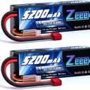 Zeee 7.4V Lipo Battery 2S 50C 5200mAh Lipos Hard Case with T Connector for RC Car Trucks 1/8 1/10 RC Vehicles(2 Packs)