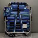 Beach Chairs for Adults Heavy Duty, Compact Portable Lay Flat Folding Chair with Backpack Straps and Large Cooler Pouch, Support to 350LBS (Stripes_Blue&Cyan)