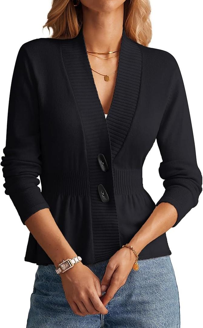 GRACE KARIN Women 2025 Button Down Lightweight Cardigan Casual Open Front Sweater Crochet Tops Knitted Coat, Medium Size