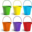 Small Metal Buckets with Handle 6 Pcs  Galvanized Bucket Leak Proof & Rust Resistant 20 fl oz- Best for Party Dcor, Kids & Crafts, Pencill Holder Classrooms (Multi, Small 4.3" Top)