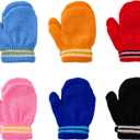 Pistha 6 Pairs Kids Toddlers Gloves Mittens Bulk Magic Warm Knitted Winter Gloves for Kids Boy Girls Cold Weather, 1-3 Years, Multicolor