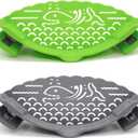 2 Pcs Strain Pot Strainer and Pasta Strainer - Adjustable Silicone Clip On Food Strainers for Pots, Pans, and Bowls - Kitchen Drainer Colander (Gray, Green)