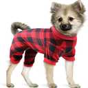 Dog Pajamas for Small Dogs Red Plaid Dog Pjs Soft Flannel Pjs Christmas Pajamas Pet Clothes Warm and Cozy (S) (Small (Back:12"))