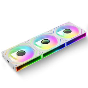 Gamma F12 UNI 120mm PC Fans, Daisy-Chain Computer Case Cooling Fan, New-gen Infinity Mirror, Flowing ARGB Light Effects, Low Noise PWM, Up to 1800RPM 9-Blade Reverse (WH, 3PCS)